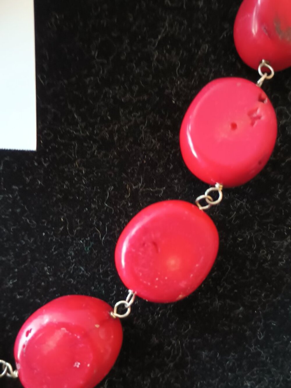 Red Coral and Sterling Silver Necklace and Earrings Set - Picture 4 of 8